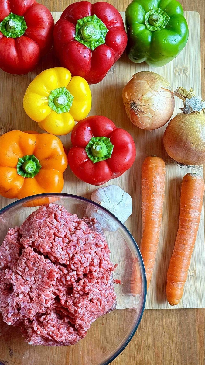 болгарский перец лук чеснок морковь фарш мясной